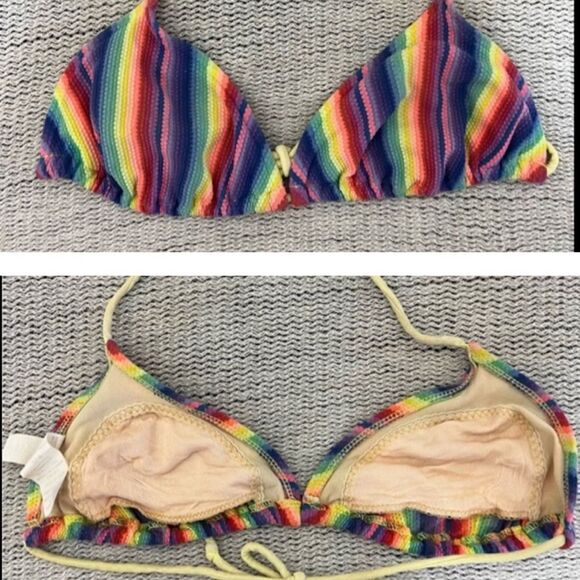 Vintage 90’s Sassafras Rainbow Striped String Beachy Bikini Size S/M - Picture 5 of 15